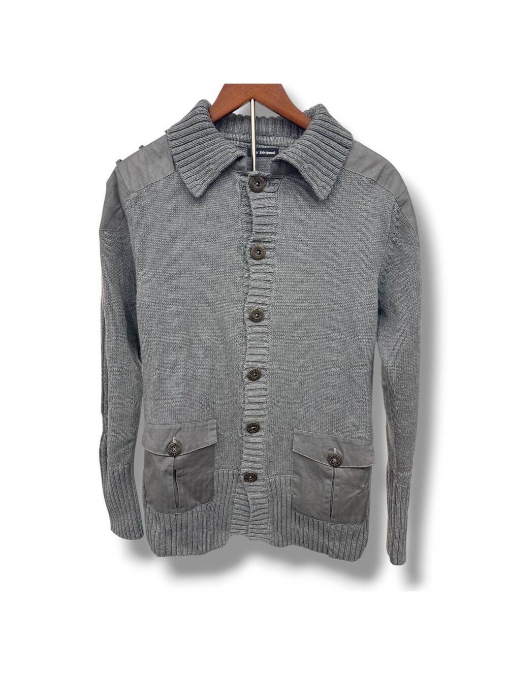Royal Underground Gray Knit Cardigan Sweater Men’s Large Button Front